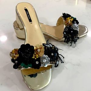 Zara embelished slip on sandals